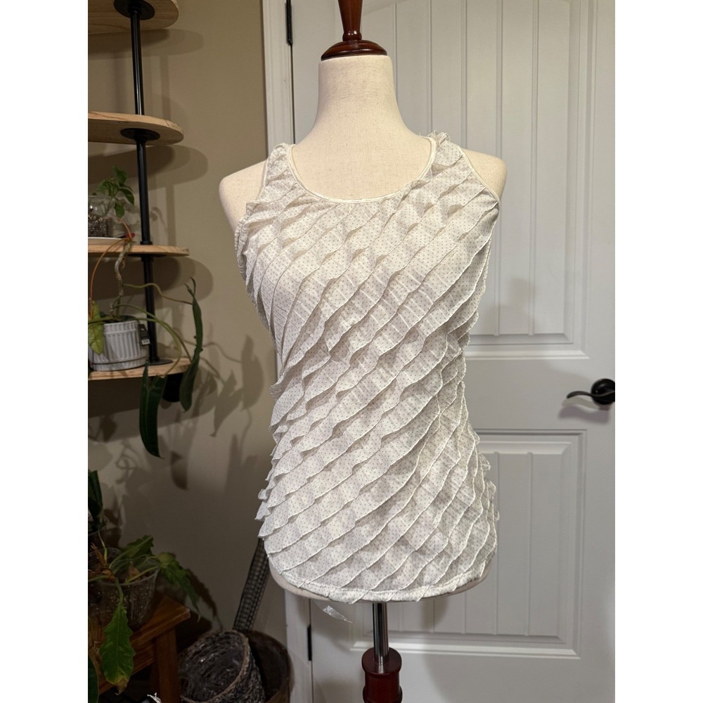 Charlotte Russe Ruffled Polka Dot Tank Top Women's Size M